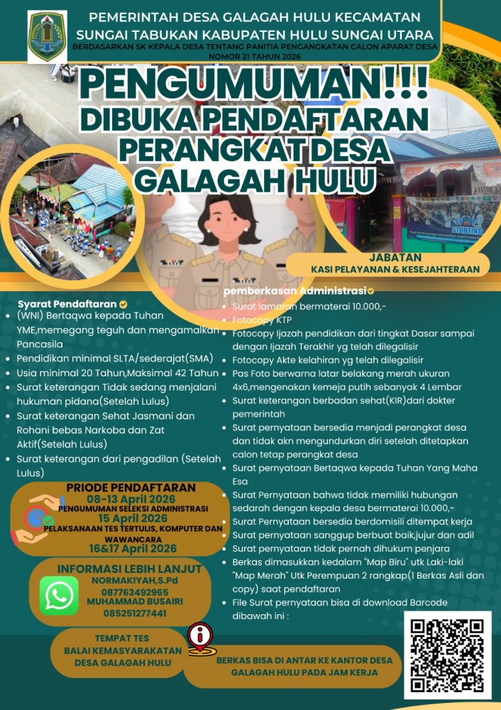 PENGUMUMAN PENDAFTARAN APARAT DESA