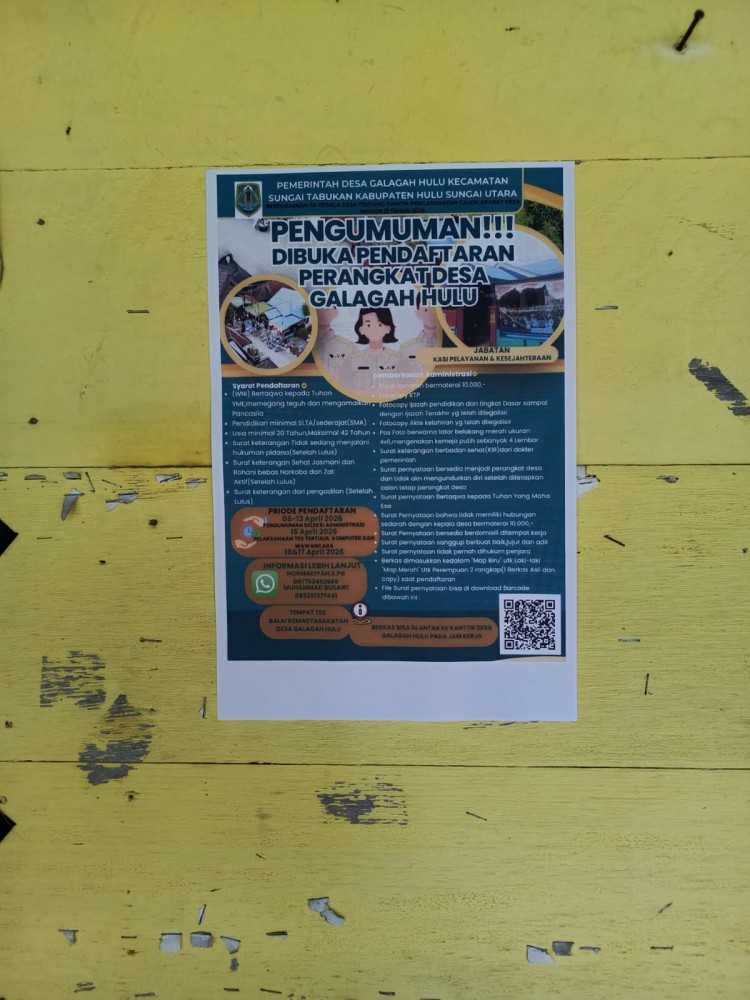 PENGUMUMAN PENDAFTARAN APARAT DESA